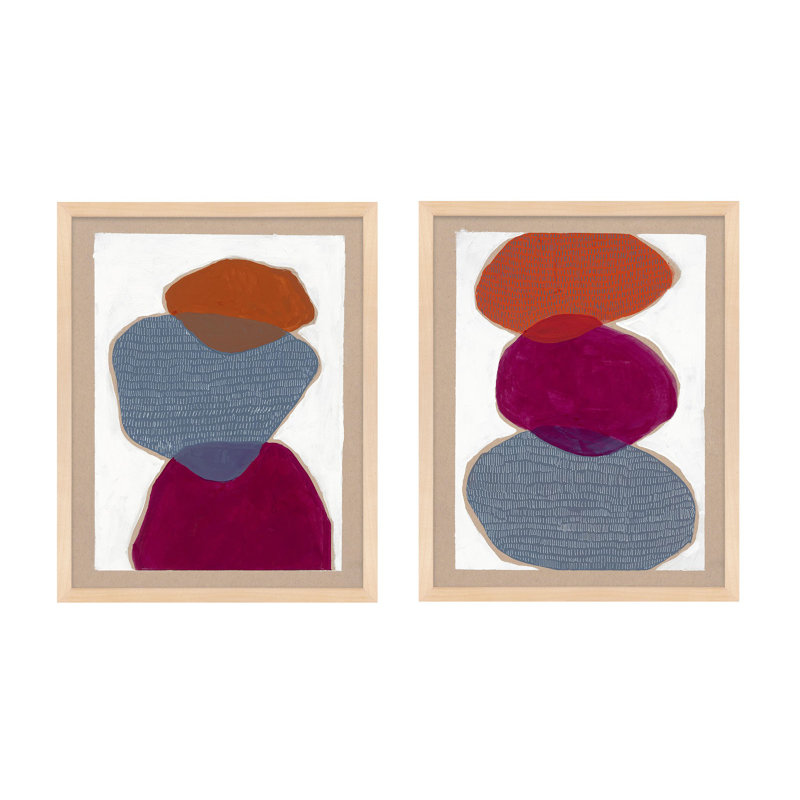 Leola 1 et 2. 2 pièces par Andrea Stokes - Art mural encadré, Érable, H 30 po x l 24 po x P 1,25 po