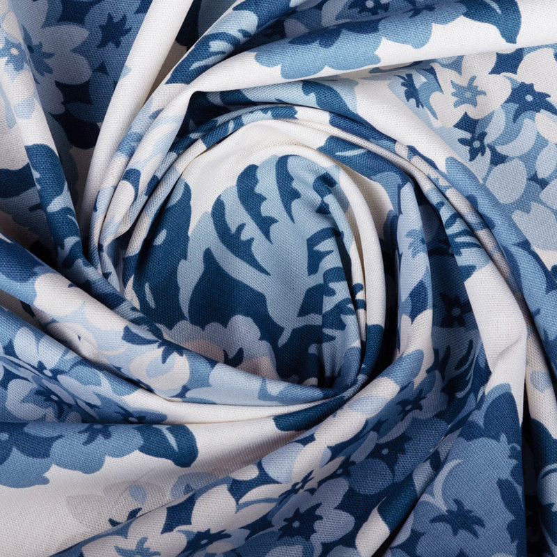 Navy Blue Hydrangea Floral Print Curtain Panels, 50" W x 90" L