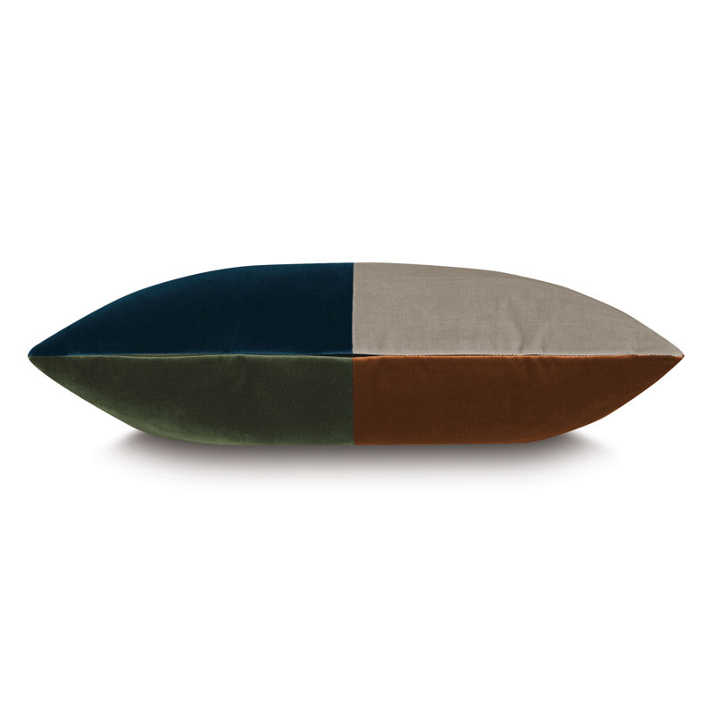 Coussin Uma, Rectangle H 11 po x l 21 po, Bleu / Ivoire