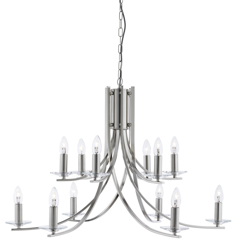 Pamelia 12 - Light Candle Style Chandelier, Silver