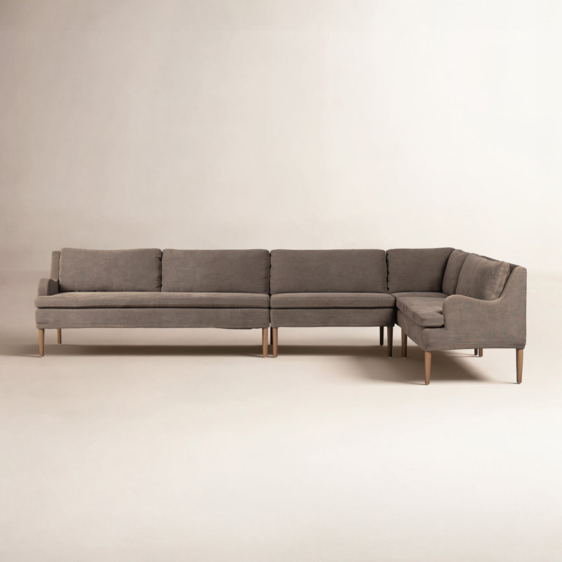 Aurelia 4-Piece Sectional, Right Hand Facing, Broadway Coffee Linen, 34.5" H x 137.5" W x 76" D