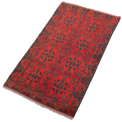 Tapis de zone en laine rouge 3 pi 10 po x 6 pi 4 po "one-of-kind" -the main-noué la 2010 esari turque Alarick