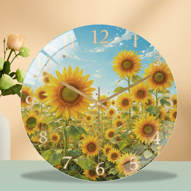 Horloge murale en verre tournesol
