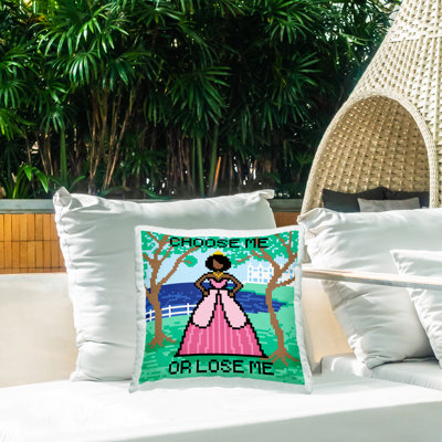Coussin extérieur princesse «Select Me Pixel Princess» par Grace Popp
