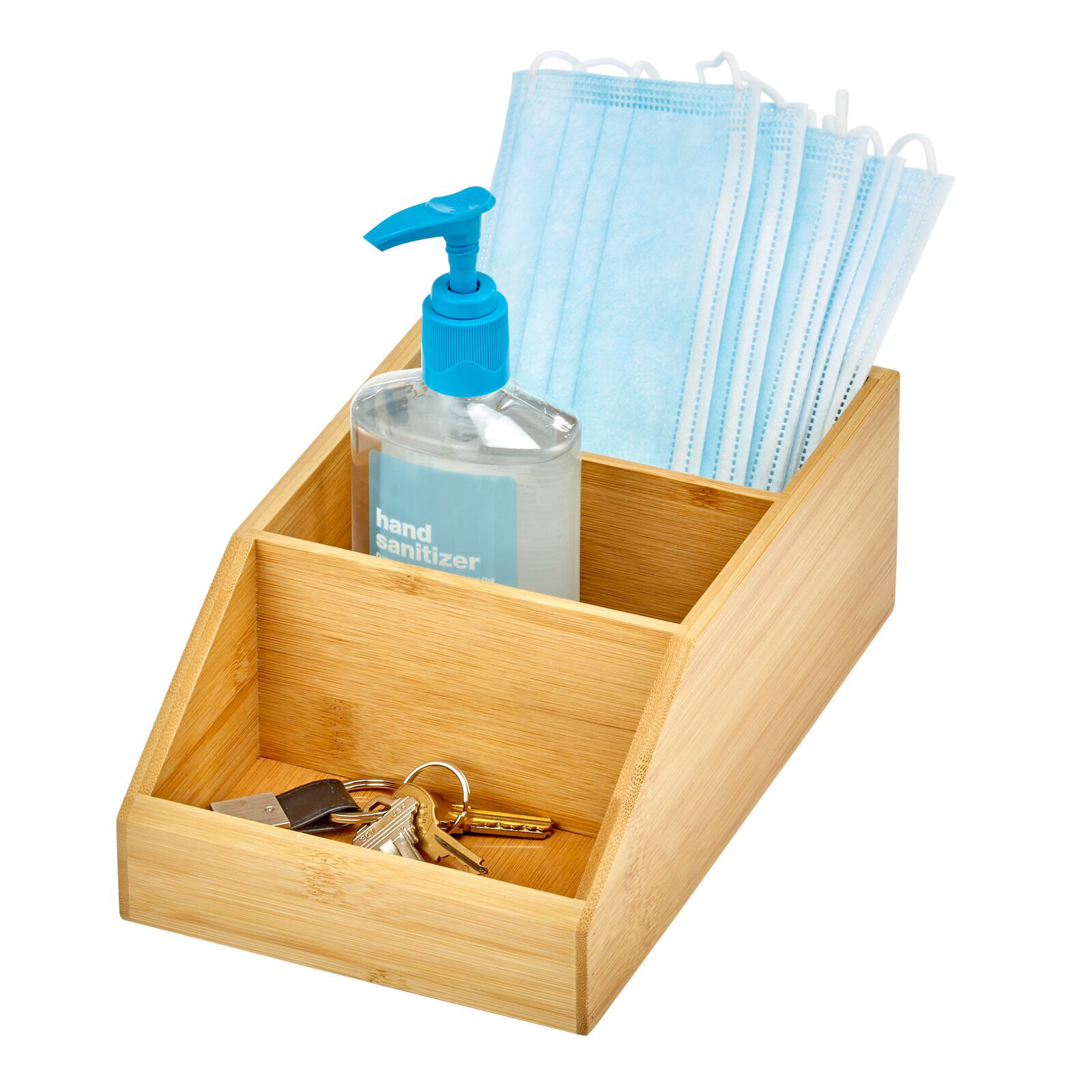 mDesign Bamboo Wood Bathroom Storage Organizer Bin 3 Sections Wayfair