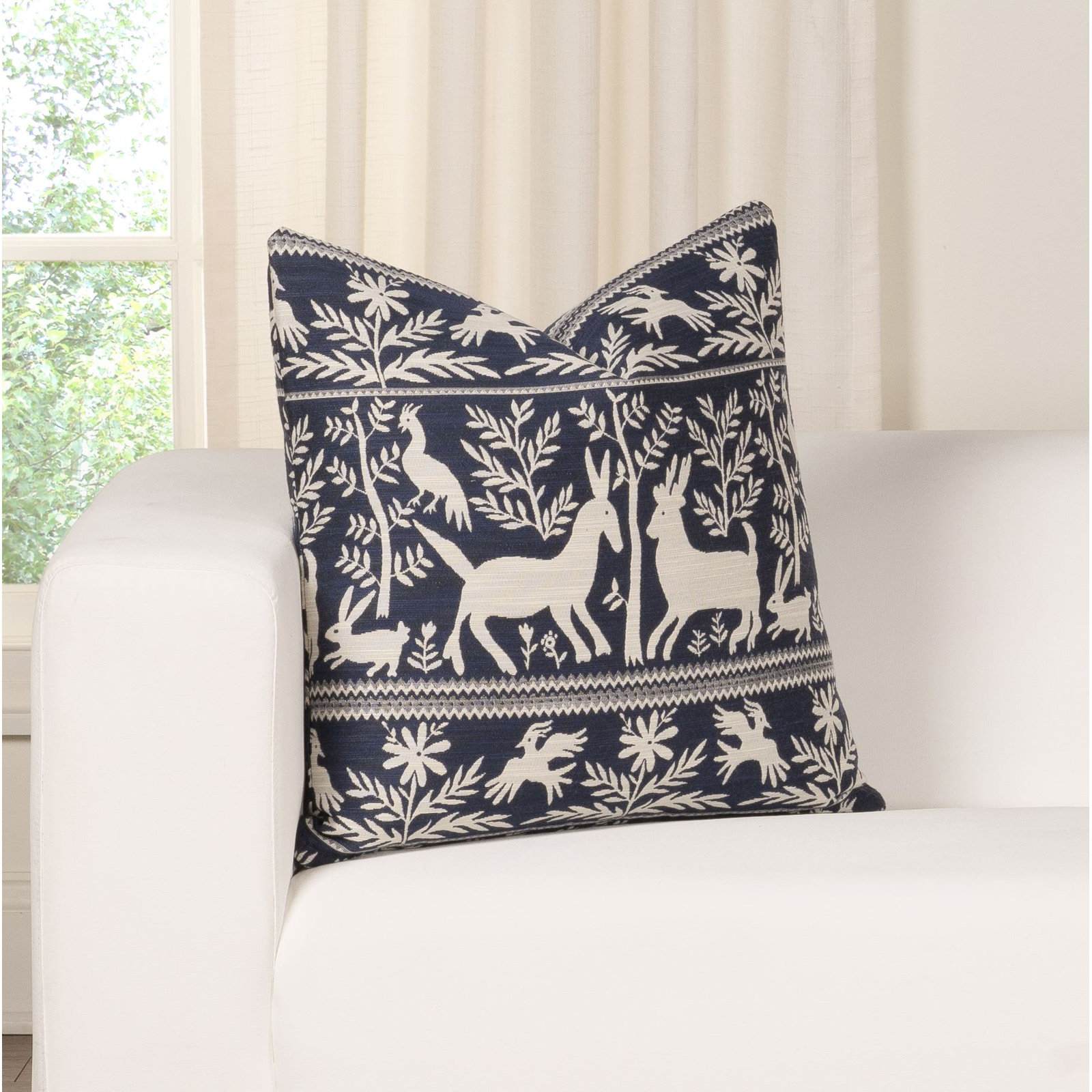 Bernardine Indigo 20" Throw Pillow, Polyester, Square 26"