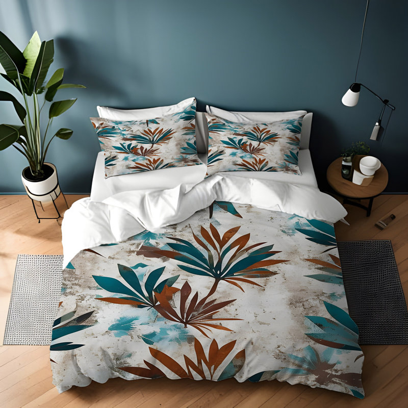 Polyester Floral Duvet Cover, Twin Duvet Cover + 1 Queen Sham