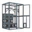 Enceinte d'extérieur pour chat avec portes à double entrée Catio, tablettes grimpantes grises, aire de jeu en bois de pin résistant aux intempéries avec 7 boîtes en bois combinées Freely