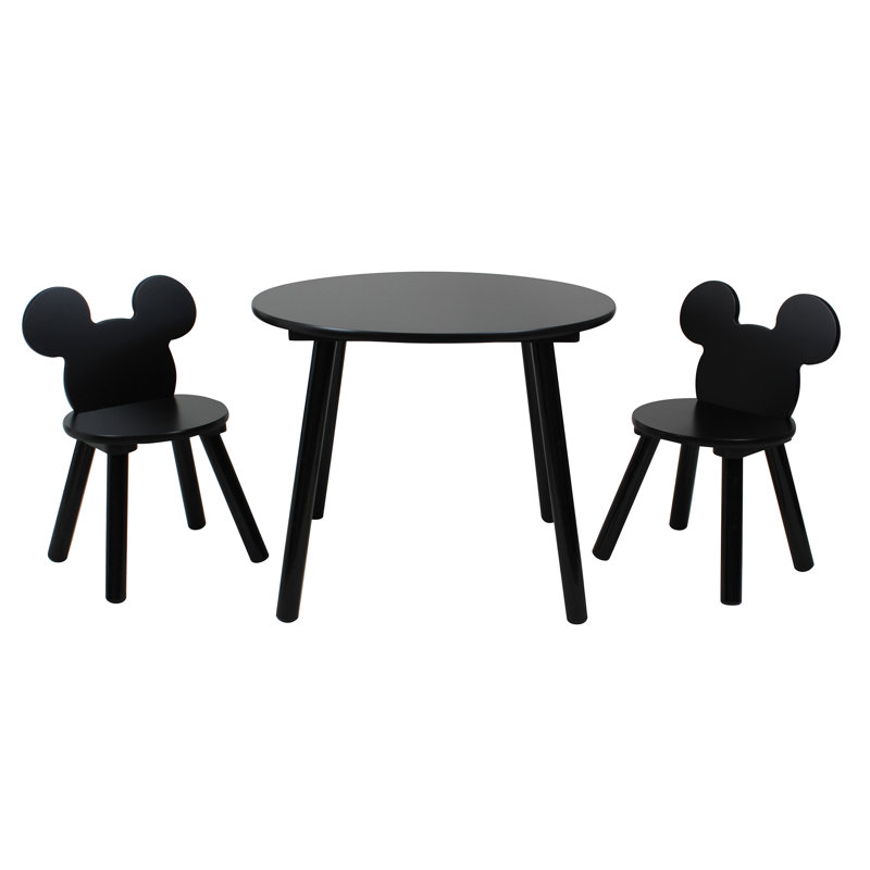 Disney Classic Mouse Table and Chair Set for 2, Holds up to 30kg per stool, Perfect for Playtime and Activities - Small, Black
