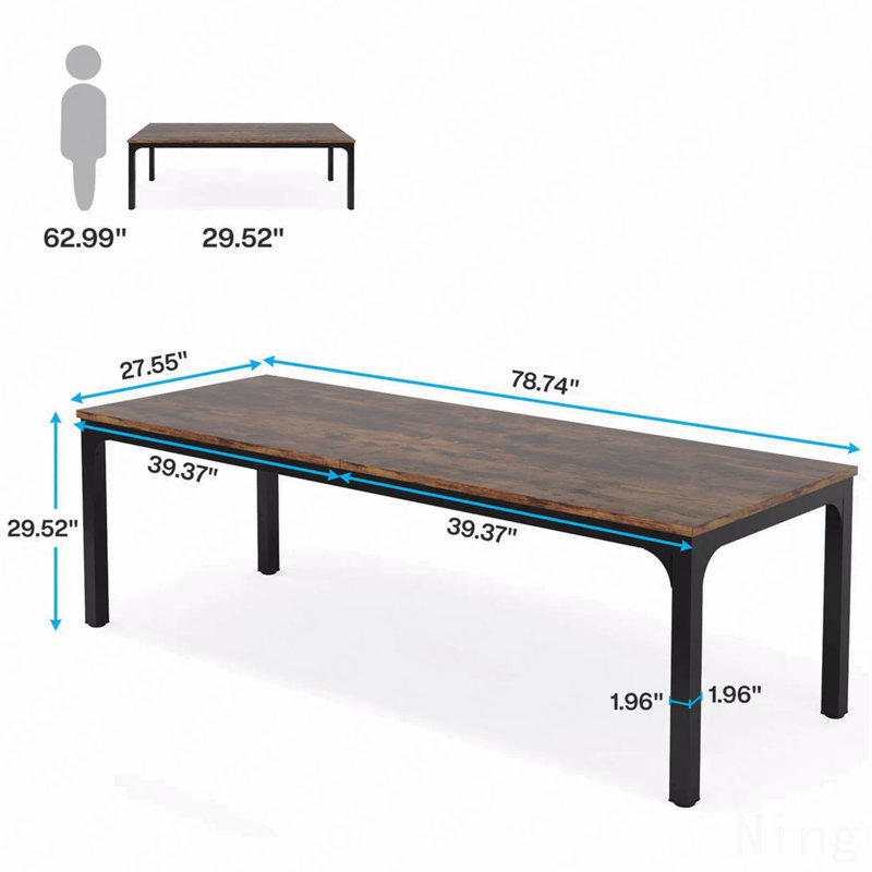 Practical Computer Desk,Rectangle Conference Table,Executive Desk(Only Table), Brown, Black