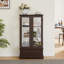 Vitrine lumineuse en verre avec tablettes réglables - Présentoir élégant à 2 portes et tiroir intégré, ampoule incluse-2146999902