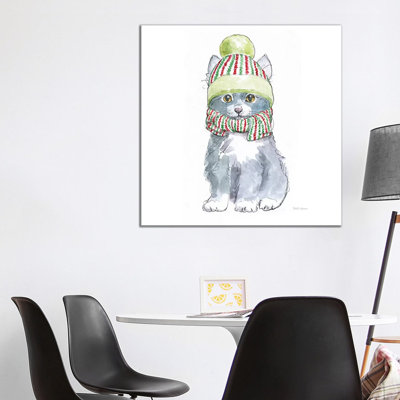 Christmas Kitties II Square 1 Piece Wrapped Canvas Wall Art