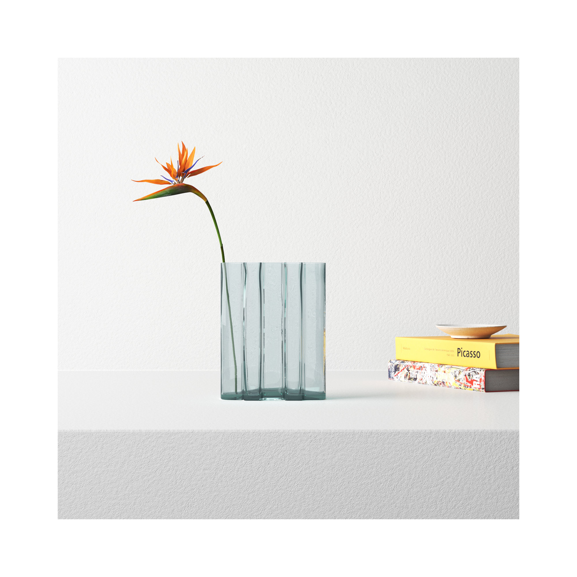 Evanne Handmade Glass Table Vase, 8" H x 6.25" W x 2.75" D