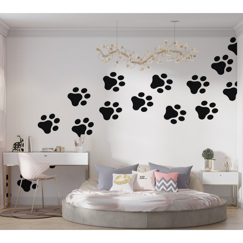 Murale pelez et collez de qualité supérieure - Motif d'empreintes de pattes, L 150 po x L 108 po