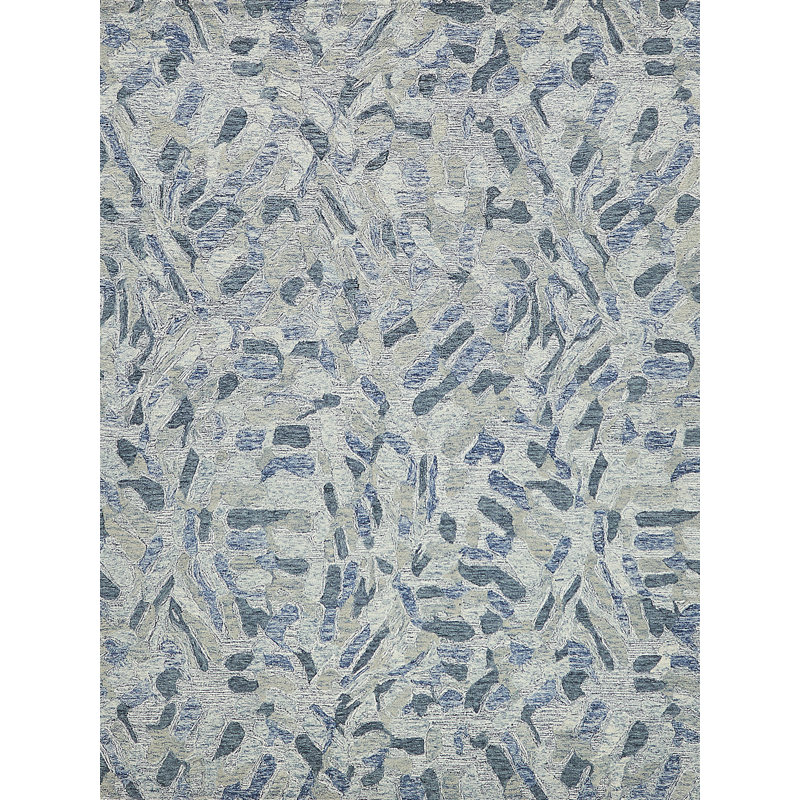 Botanica Blue/Ivory/Multi New Zealand Wool hand-tufted Area Rug, Rectangle 2' x 3'