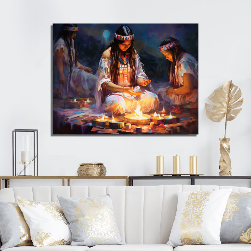 Native American Heal Ritual Memory - Art mural sur toile, art amérindien, Toile tendue, H 30 po x l 40 po x P 1,5 po