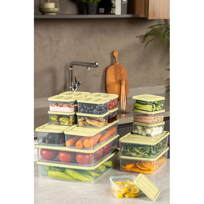 Versatile Storage Box Set (18 Pieces), Yellow | 100% Durable Plastic, Sizes: 4.3 x 11.8 x 2.8 in (2 pcs), 9.1 x 5.9 x 2.8 in (2 pcs), 3.5 x 4.1 x 2.2 in (12 pcs), 9.1 x 11.6 x 2.6 in (2 pcs) | Dishwasher Safe, Ideal for Organizing Home & Office