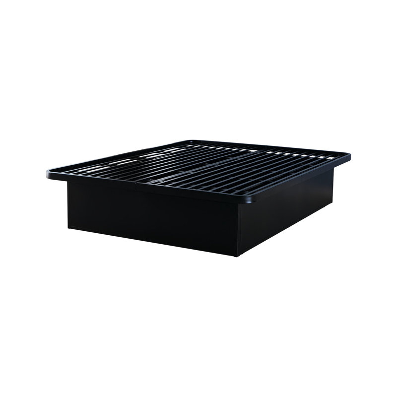 Black Metal Queen Size Bed, 16" Height, Stable Frame For Bedroom Luxury Platform Bed Frame, 16 Inches High, & Functional