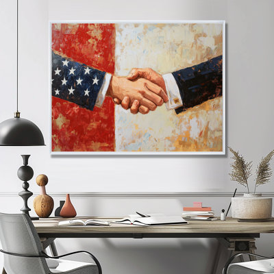 Une poignée de main symbolique entre les États-Unis et les Alliés II - États-Unis, patriotiste, art mural