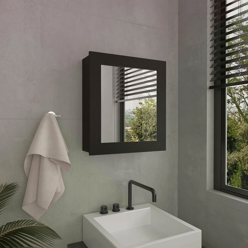 Medicine Cabinet With Mirror Door 20.5" High Cabinet Organizer With Two Interior Shelves For Bathroom, Kitchen, Mudroom