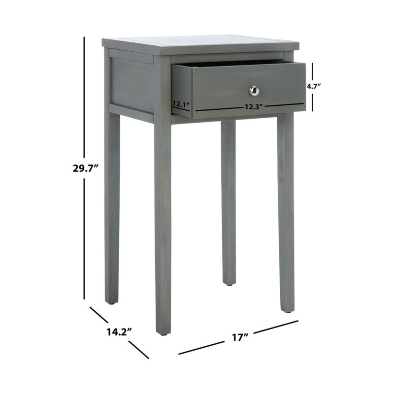Abel Fazin Pine Nightstand - 30'' H French Farmhouse End Table with One Storage Drawer for Any Room, Ash Gray