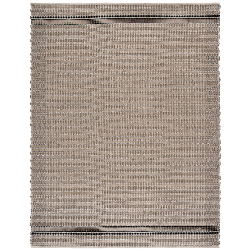 Braided 763 Hand Woven Cotton Pile Striped Rug, Rectangle 8' x 10'
