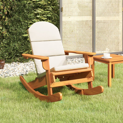 Adirondack Rocking Chair Porch Rocker with High Back Solid Wood Acacia by Highland Dunes