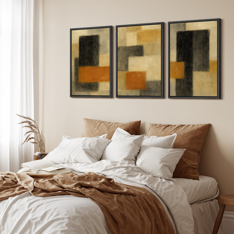 «Soft Blue Misty Coastal Landscape Triptych», reproduction d'art encadrée sur toile, 3 pièces, H 36 po x l 24 po x P 1,5 po