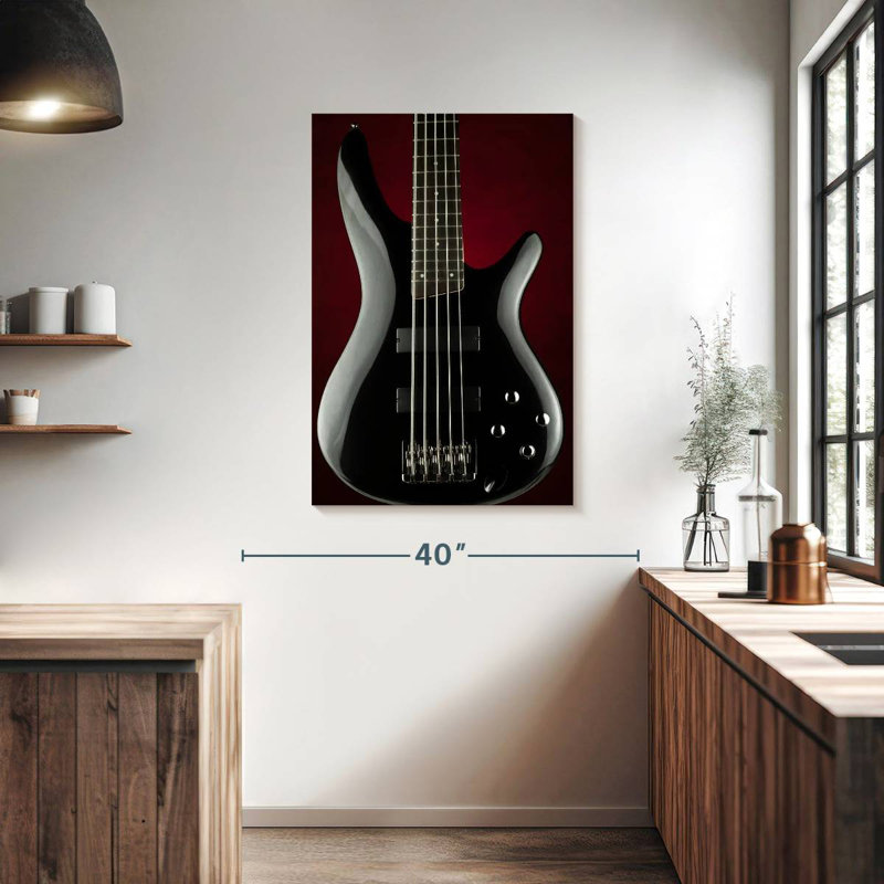 Abarca Black Electric Guitar, 39" H x 26" W