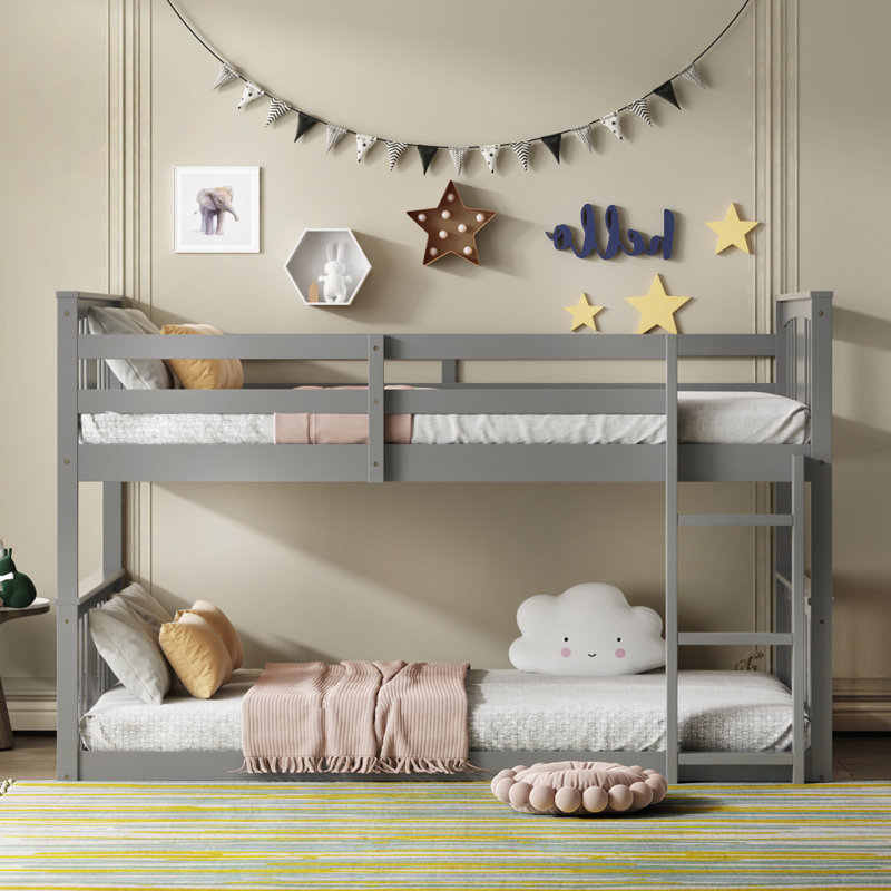 Felizitas Kids Bunk Bed, Gray, Twin