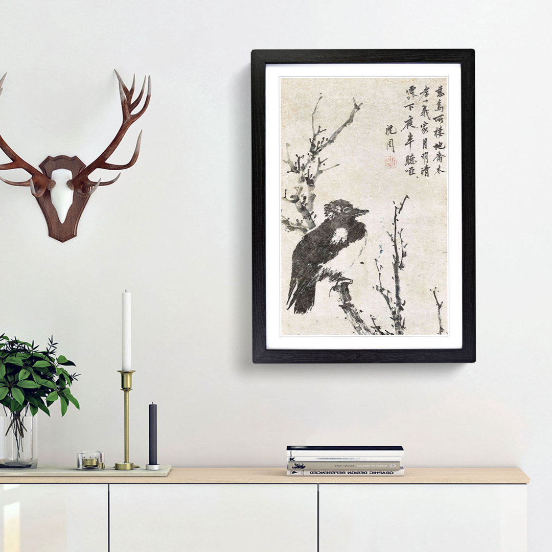 Bird upon a Branch by Shen Zhou - Picture Frame Painting Print