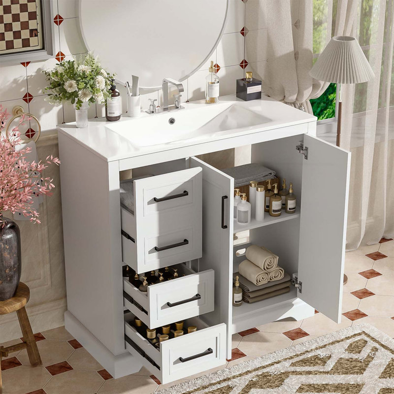 Meuble-lavabo exquis avec rangement abondant et conception gracieuse