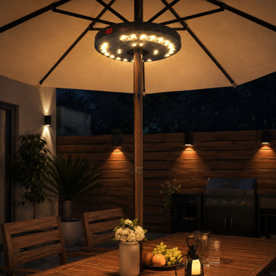 Rechargeable 28-LED Patio Umbrella Pole Light with 3 Lighting Modes, Cordless Outdoor Table Lighting for Patio Decor, Pool Areas, Backyards, BBQs, Gardens and Camping