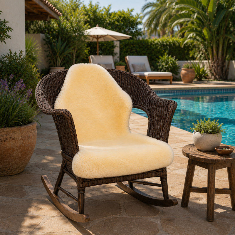 Petit coussin de chaise en peau de mouton, L 31 po x P 42 po