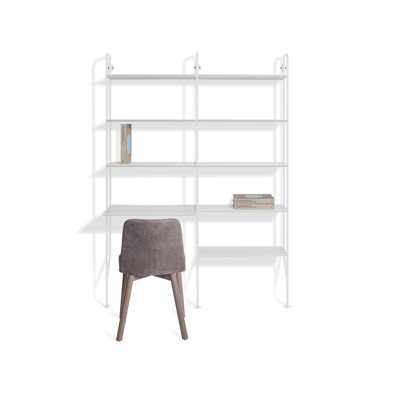 Hitch 2 Piece Writing Desk Office Set, White, White
