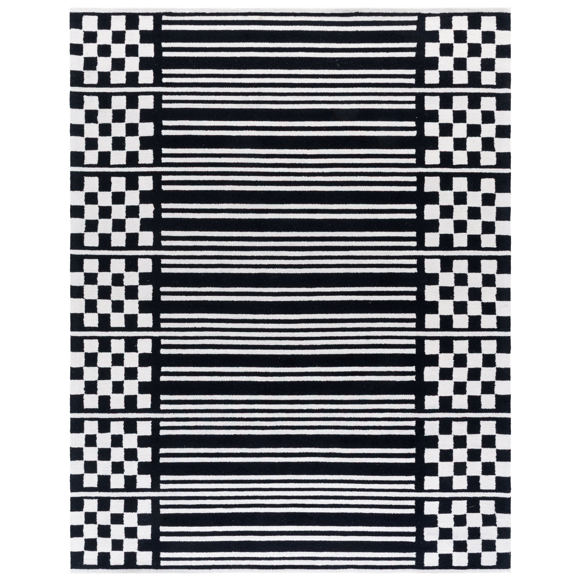 Pine 303 Hand Tufted Wool Pile Geometric Rug, Rectangle 4' x 6'