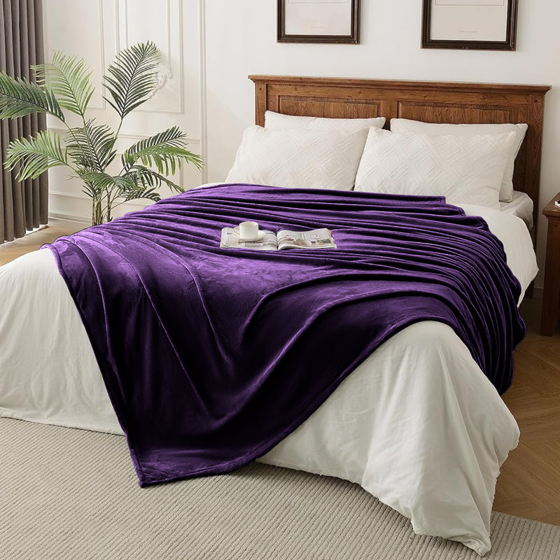 Plush Mink Fleece Blanket – Ultra-Soft, Lightweight Throw For All Seasons, Purple, 150cm x 200cm