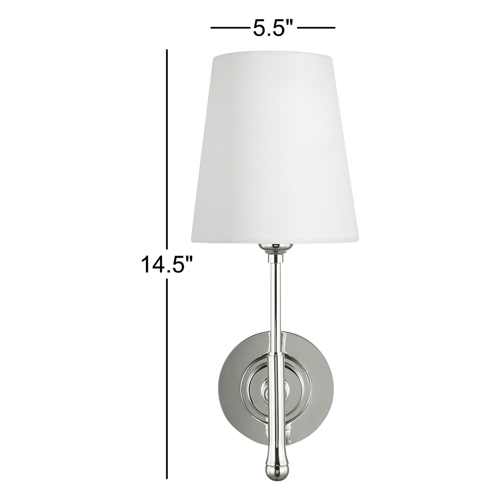 Single Light Dimmable Wallchiere, 14.5" H x 5.5" W x 8.375" D, Polished Nickel