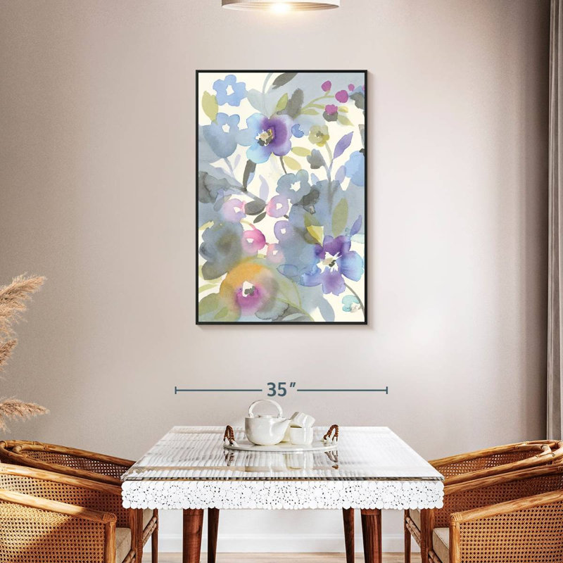 Floral Jewel Garden II, Cadre flottant noir, 29 po x 43 po