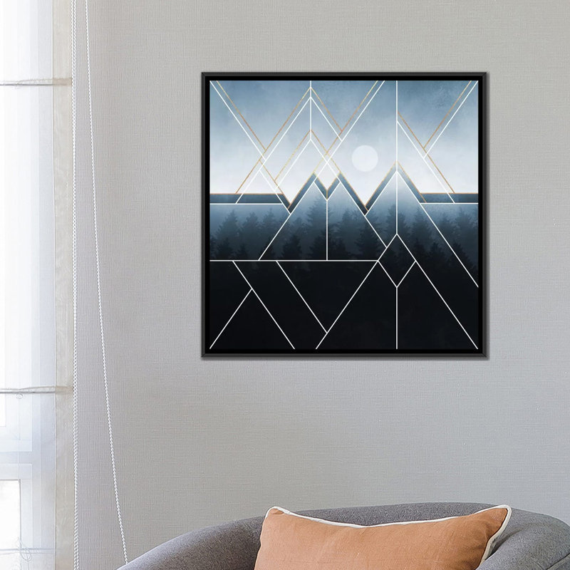 « sapins north », impression sur toile, H 18 po x l 18 po x P 1,5 po, Toile avec cadre noir, Pas de tapis