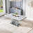 70.08'' Luxury Rectangular Faux Marble Dining Table With White Marble Top & X-Shaped Stainless Steel Base-672733985