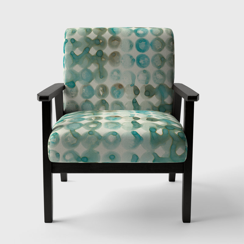 Maelis - Turquoise Watercolor Geometrical I - Upholstered Modern Accent Arm Chair