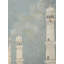 Énorme peinture du Taj Mahal encadrée dans un cadre en teck rétro | Huile sur toile et bois de teck
