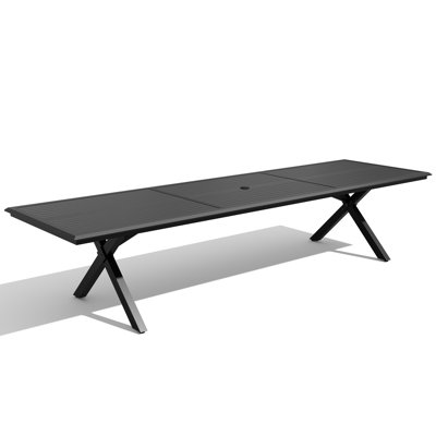 Johari 10 - 14 Person Aluminum Patio Dining Table with Umbrella Hole
