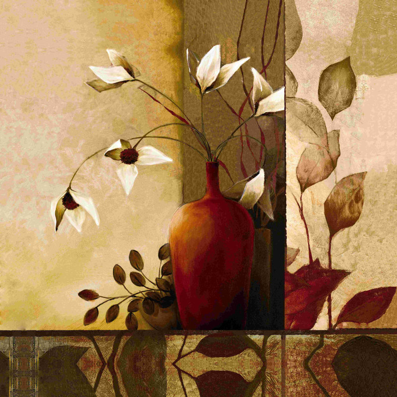 Vase avec des rouges et des verts, H 12 po x l 12 po