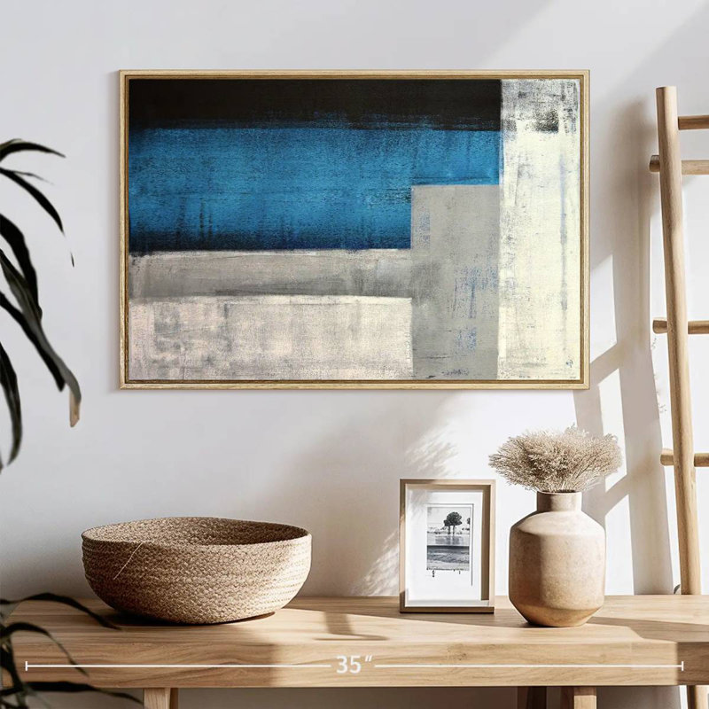 Moderne Carlo, Cadre flottant en bois naturel, 25 po x 17 po