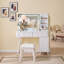 Bureau de maquillage avec miroir, lumières DEL, 4 tiroirs et tabouret