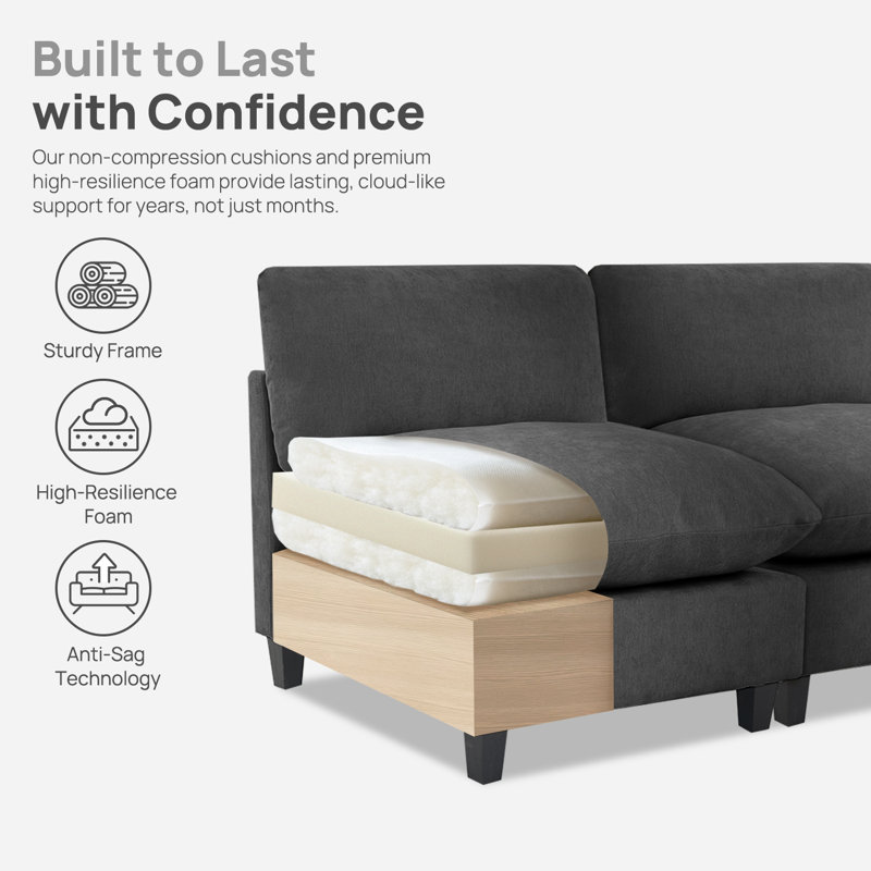 Modular Sofa Components, Gray