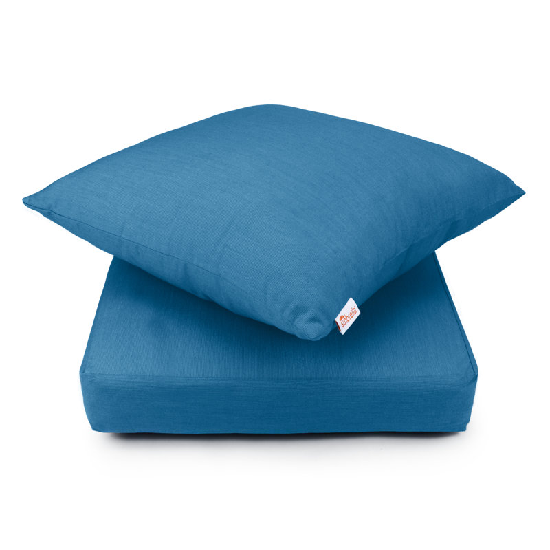 Sunbrella Deep Seat Patio Cushion Set (Seat and Back), 2 Piece, Blue Sunbrella®