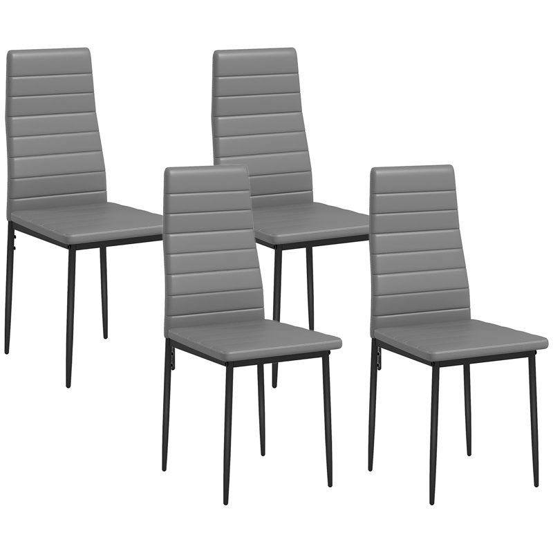 Chaise de salle à manger, ensemble de 4, chaises d'appoint rembourrées en cuir de polyuréthane, dossier